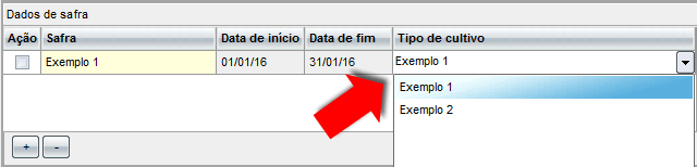 Associação de tipos de cultivo a safras