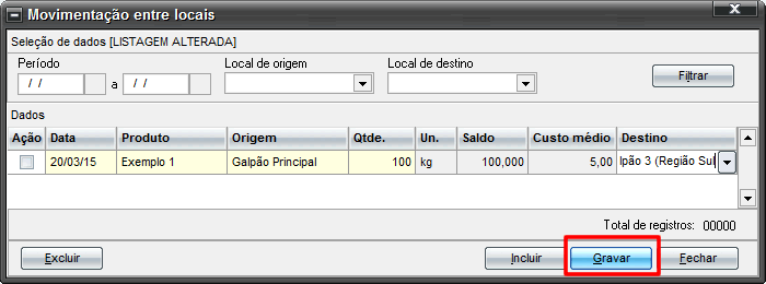 Inclus&atilde;o de movimenta&ccedil;&atilde;o