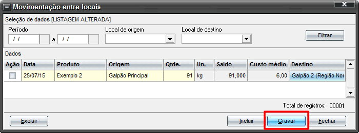 Inclus&atilde;o de movimenta&ccedil;&atilde;o
