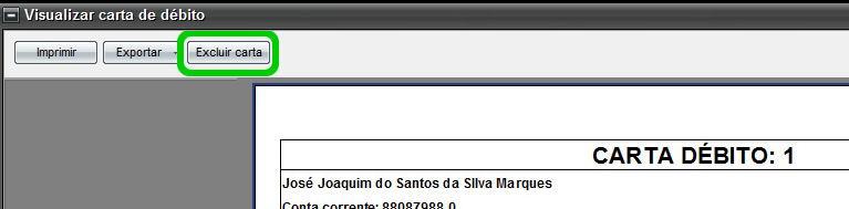 Visualizador da Carta de D&eacute;bito