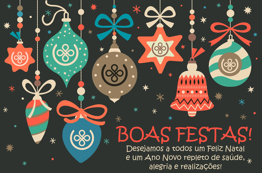 BOAS FESTAS! Desejamos a todos um Feliz Natal e um Ano Novo repleto de saúde, alegria e realizações!