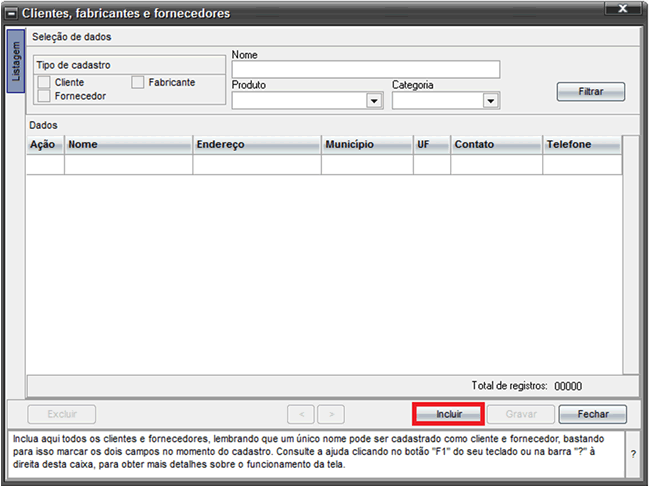 Inclusão de Fornecedor