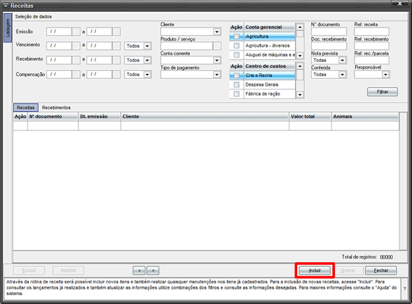 Inclusão de Receita