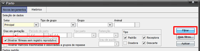 Filtragem dos partos