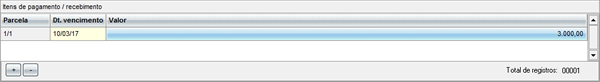 Itens de pagamento / recebimento