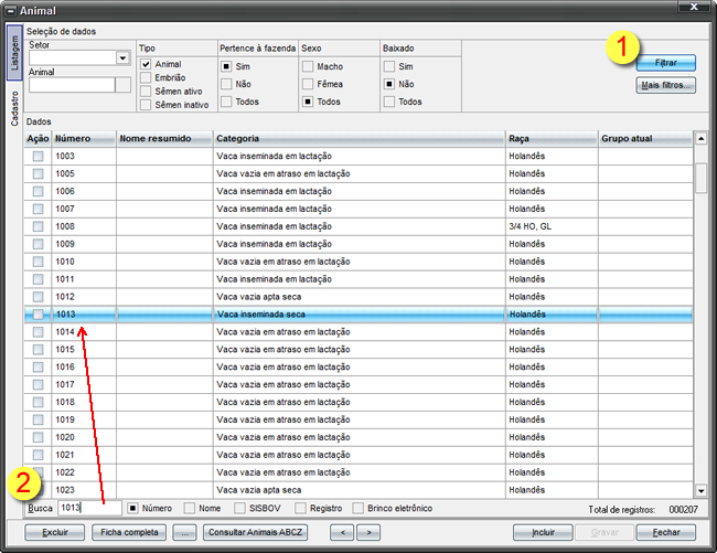 Tela de filtragem dos animais / embriões / semens